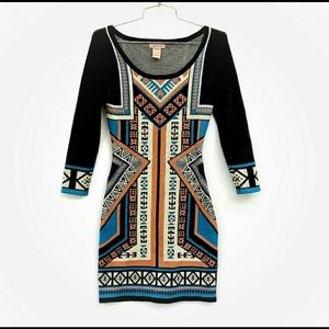 Flying Tomato Tribal Print Multicolored Sweater Dress Size S